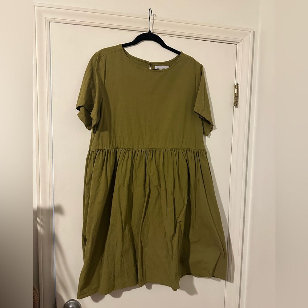 Tradlands Nico Dress Olive Cotton